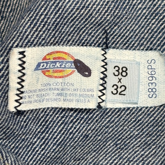 Dickies Overalls Men 38x32 Blue Denim Bib R8396PS Prewashed Workwear Vintage - Picture 9 of 15